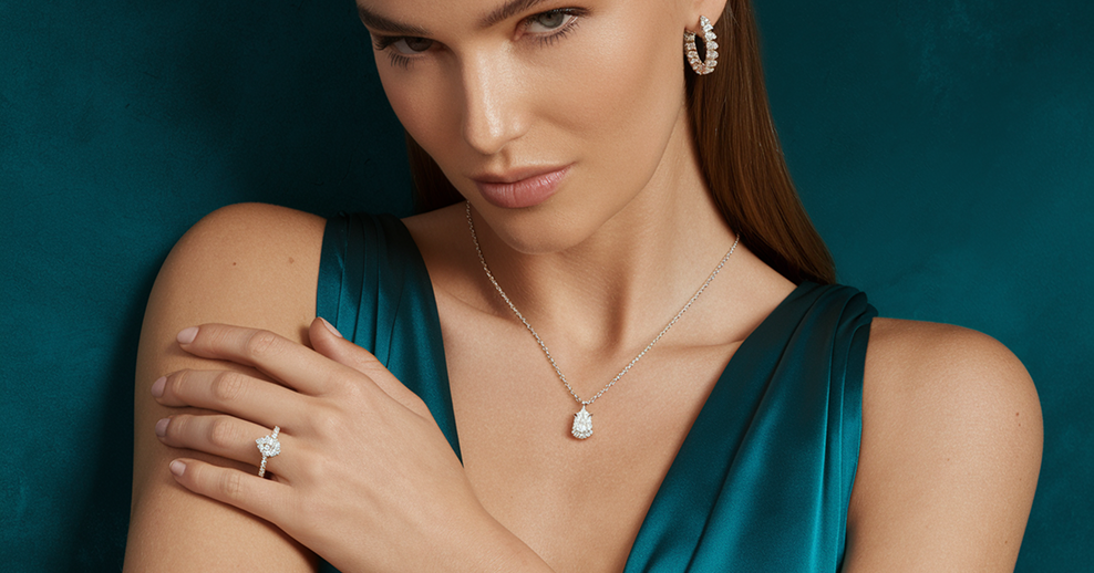Model wearing fine jewelry